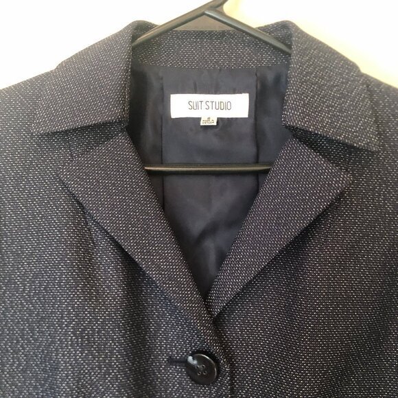 Suit Studio cropped 3/4-sleeve navy blazer sz 8 - Picture 4 of 13